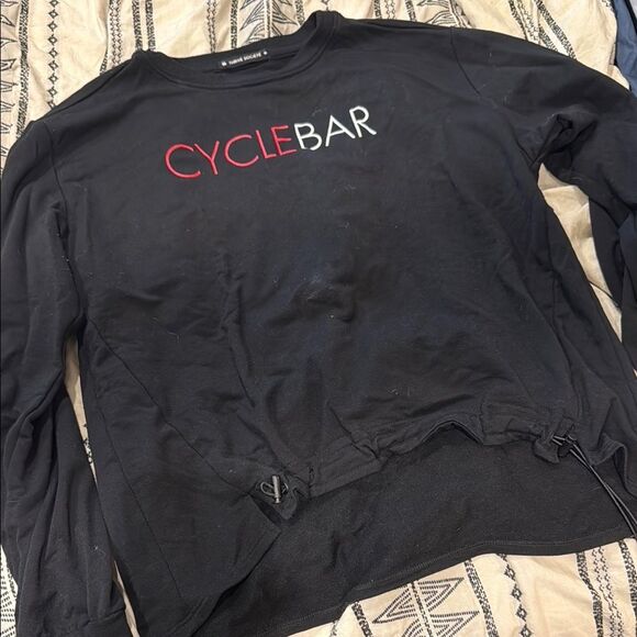CycleBar Black Long Sleeve Tee Athletic Casual Drawstring small women’s top - Picture 1 of 4